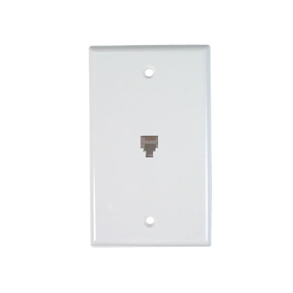 Dynacom Wall Jack, 4C6P, 1-Port, Punchdown (110630-4-WH) New