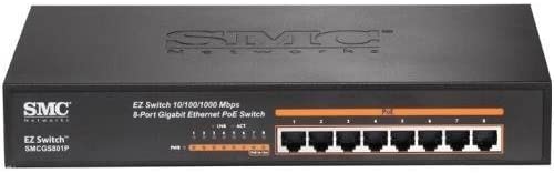 SMC Networks 8 Port 10-100-1000 Unmanaed POE Switch (SMCGS801P) Refurb