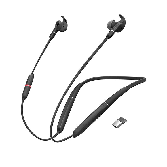 Jabra Evolve 65e Bluetooth Wireless Earbuds w/Link 370 UC - Black (6599-629-109) New