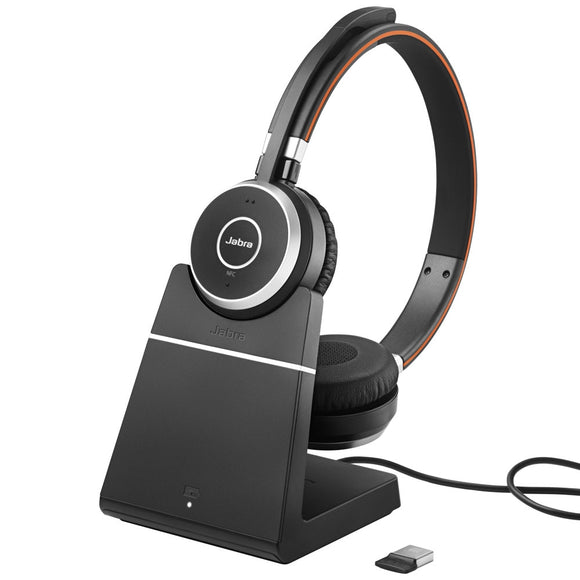 Jabra Evolve 65 Stereo MS Bluetooth WIreless Headset w/Charging Stand & Link 360 Dongle (6599-823-399) New