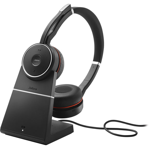 Jabra Evolve 75 Stereo MS Bluetooth Wireless Headset w/Charging Stand & Link 370 USB Dongle (7599-832-199) New